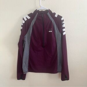 Victoria’s Secret PINK Ultimate 1/2 Zip Pullover Long Sleeve Maroon Gray Large